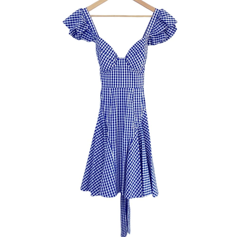 Revolve Petersyn Women's Cate Dress Blue And White Gingham Size XS